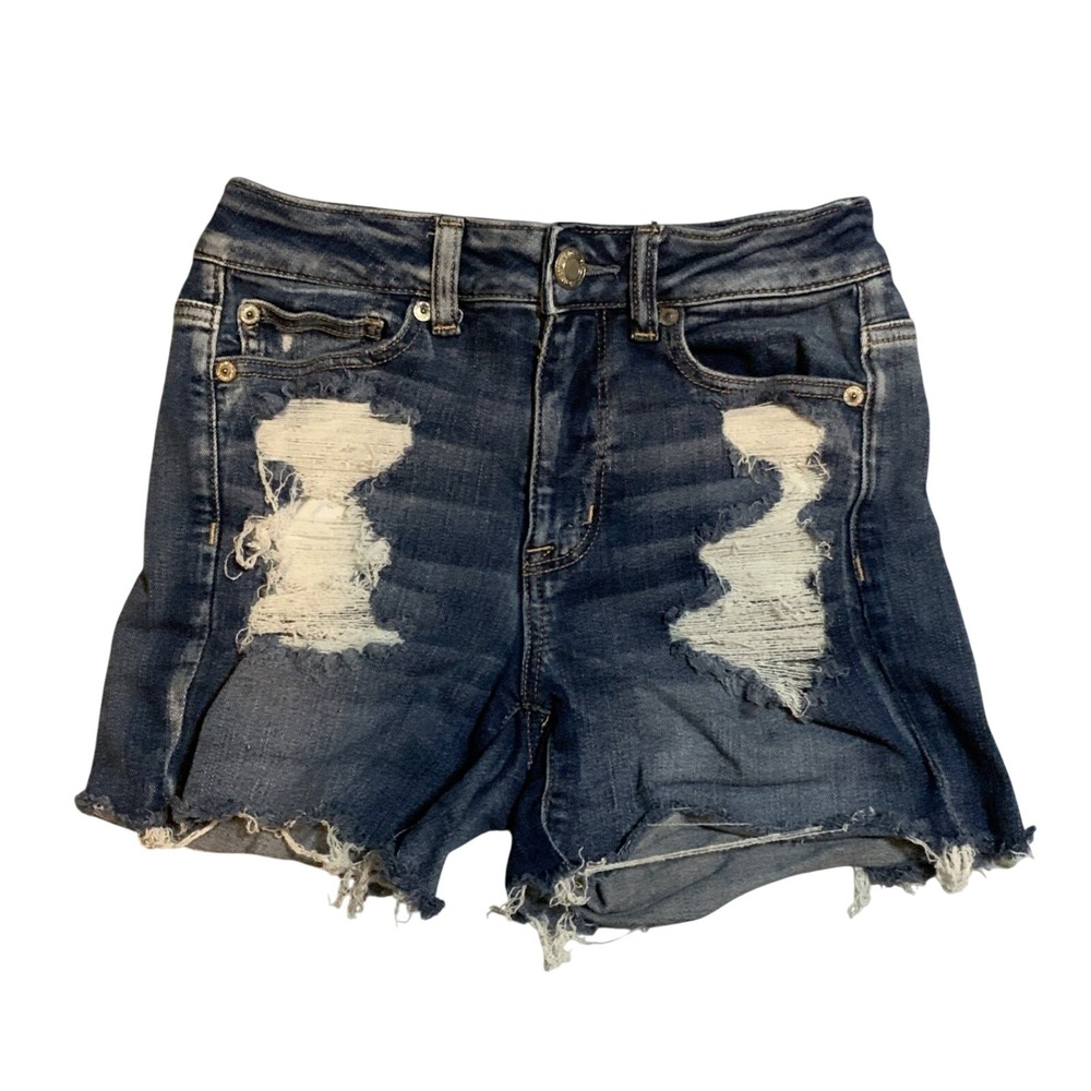 American Eagle Hi-Rise‎ Shortie Ne(x)t Level Stretch Denim Blue Shorts Size 2